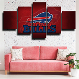 Buffalo Bills Logo Bold NFL Football Sports Team 5 Piece Canvas Wall Art Painting Wallpaper Poster Picture Print Photo Decor