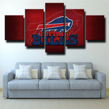 Buffalo Bills Logo Bold NFL Football Sports Team 5 Piece Canvas Wall Art Painting Wallpaper Poster Picture Print Photo Decor