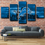 Detroit Lions NFL Football Team Logo Sports Fan 5 Piece Canvas Wall Art Painting Wallpaper Poster Picture Print Photo Decor