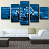 Detroit Lions NFL Football Team Logo Sports Fan 5 Piece Canvas Wall Art Painting Wallpaper Poster Picture Print Photo Decor