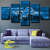 Detroit Lions NFL Football Team Logo Sports Fan 5 Piece Canvas Wall Art Painting Wallpaper Poster Picture Print Photo Decor