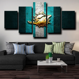 Miami Dolphins NFL Football Team Logo Badge 5 Piece Canvas Wall Art Painting Wallpaper Poster Picture Print Photo Decor