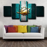 Miami Dolphins NFL Football Team Logo Badge 5 Piece Canvas Wall Art Painting Wallpaper Poster Picture Print Photo Decor
