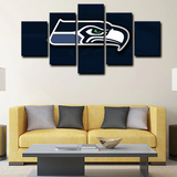 Seattle Seahawks Logo NFL Football Sports Team 5 Piece Canvas Wall Art Painting Wallpaper Poster Picture Print Photo Decor