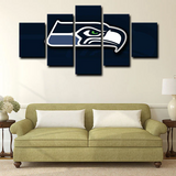Seattle Seahawks Logo NFL Football Sports Team 5 Piece Canvas Wall Art Painting Wallpaper Poster Picture Print Photo Decor