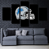 NFL Team Detroit Lions Logo Football Helmet Sports 5 Piece Canvas Wall Art Painting Wallpaper Poster Picture Print Photo Decor