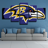 Baltimore Ravens NFL Team Logo Purple Pain Edition 5 Piece Canvas Wall Art Painting Wallpaper Poster Picture Print Photo Decor