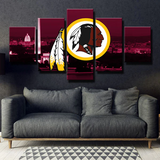 Washington Redskins NFL Team Logo Red City Edition 5 Piece Canvas Wall Art Painting Wallpaper Poster Picture Print Photo Decor