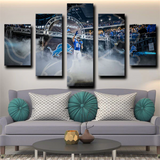 Detroit Lions NFL Football Team Logo and Stadium 5 Piece Canvas Wall Art Painting Wallpaper Poster Picture Print Photo Decor
