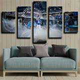 Detroit Lions NFL Football Team Logo and Stadium 5 Piece Canvas Wall Art Painting Wallpaper Poster Picture Print Photo Decor