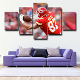NFL Travis Kelce Kansas City Chiefs Tight End Zeus 5 Piece Canvas Wall Art Painting Wallpaper Poster Picture Print Photo Decor