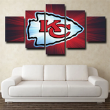 Kansas City Chiefs NFL American Football Team Logo 5 Piece Canvas Wall Art Painting Wallpaper Poster Picture Print Photo Decor