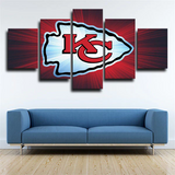 Kansas City Chiefs NFL American Football Team Logo 5 Piece Canvas Wall Art Painting Wallpaper Poster Picture Print Photo Decor