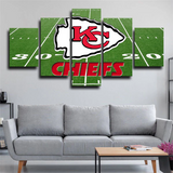 Kansas City Chiefs Team Logo on NFL Football Field 5 Piece Canvas Wall Art Painting Wallpaper Poster Picture Print Photo Decor