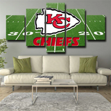 Kansas City Chiefs Team Logo on NFL Football Field 5 Piece Canvas Wall Art Painting Wallpaper Poster Picture Print Photo Decor