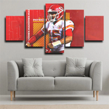 Kansas City Chiefs Patrick Mahomes NFL Football 5 Piece Canvas Wall Art Painting Wallpaper Poster Picture Print Photo Decor