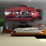 Atlanta Falcons Braves Hawks NFL MLB NBA 5 Piece Canvas Wall Art Painting Wallpaper Poster Picture Print Photo Decor