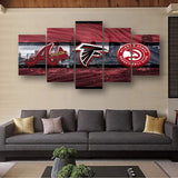 Atlanta Falcons Braves Hawks NFL MLB NBA 5 Piece Canvas Wall Art Painting Wallpaper Poster Picture Print Photo Decor