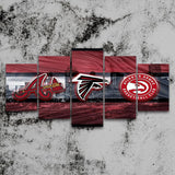 Atlanta Falcons Braves Hawks NFL MLB NBA 5 Piece Canvas Wall Art Painting Wallpaper Poster Picture Print Photo Decor