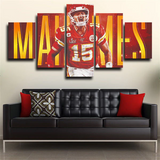 Patrick Mahomes Kansas City Chiefs Quarterback NFL 5 Piece Canvas Wall Art Painting Wallpaper Poster Picture Print Photo Decor