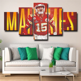 Patrick Mahomes Kansas City Chiefs Quarterback NFL 5 Piece Canvas Wall Art Painting Wallpaper Poster Picture Print Photo Decor