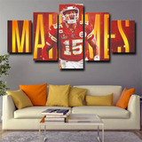 Patrick Mahomes Kansas City Chiefs Quarterback NFL 5 Piece Canvas Wall Art Painting Wallpaper Poster Picture Print Photo Decor