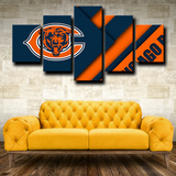 Chicago Bears NFL Football Team Logo Bears Crest 5 Piece Canvas Wall Art Painting Wallpaper Poster Picture Print Photo Decor