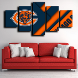 Chicago Bears NFL Football Team Logo Bears Crest 5 Piece Canvas Wall Art Painting Wallpaper Poster Picture Print Photo Decor