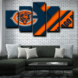 Chicago Bears NFL Football Team Logo Bears Crest 5 Piece Canvas Wall Art Painting Wallpaper Poster Picture Print Photo Decor
