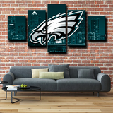 Philadelphia Eagles NFL American Football Team Logo 5 Piece Canvas Wall Art Painting Wallpaper Poster Picture Print Photo Decor