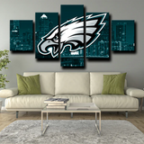 Philadelphia Eagles NFL American Football Team Logo 5 Piece Canvas Wall Art Painting Wallpaper Poster Picture Print Photo Decor