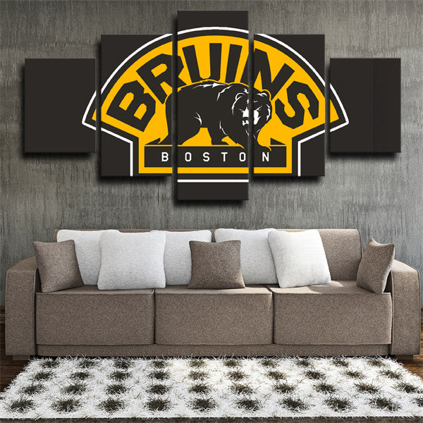 Boston Bruins NHL Hockey Team Logo Badge Sports 5 Piece Canvas Wall Ar — free download