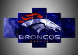 Denver Broncos NFL Football Team Logo 5 Piece Canvas Wall Art Painting Wallpaper Poster Picture Print Photo Decor