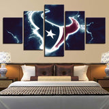 NFL Football Team Houston Texans Lightning Logo 5 Piece Canvas Wall Art Painting Wallpaper Poster Picture Print Photo Decor
