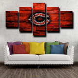 Chicago Bears NFL Football Sports Team Logo Red 5 Piece Canvas Wall Art Painting Wallpaper Poster Picture Print Photo Decor