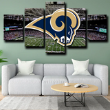 Los Angeles Rams NFL Sports Team Logo And Stadium 5 Piece Canvas Wall Art Painting Wallpaper Poster Picture Print Photo Decor