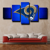 Los Angeles Rams Blue Logo NFL Football Sports 5 Piece Canvas Wall Art Painting Wallpaper Poster Picture Print Photo Decor