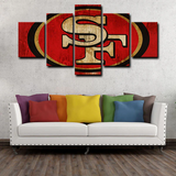 NFL Football Sports San Francisco 49ers Team Logo 5 Piece Canvas Wall Art Painting Wallpaper Poster Picture Print Photo Decor