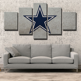Dallas Cowboys NFL Sports Team Logo White Wall 5 Piece Canvas Wall Art Painting Wallpaper Poster Picture Print Photo Decor