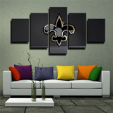New Orleans Saints NFL Sports Team Black Logo 5 Piece Canvas Wall Art Painting Wallpaper Poster Picture Print Photo Decor
