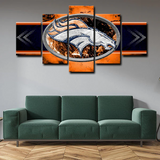 NFL Football Sports Team Logo Denver Broncos 5 Piece Canvas Wall Art Painting Wallpaper Poster Picture Print Photo Decor