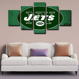 New York Jets NFL Football Sports Team Logo 5 Piece Canvas Wall Art Painting Wallpaper Poster Picture Print Photo Decor