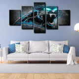 NFL Football Sports Team Carolina Panthers Logo 5 Piece Canvas Wall Art Painting Wallpaper Poster Picture Print Photo Decor