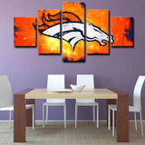 NFL American Football Team Denver Broncos Logo 5 Piece Canvas Wall Art Painting Wallpaper Poster Picture Print Photo Decor