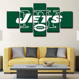 New York Jets NFL Football Sports Team Green Logo 5 Piece Canvas Wall Art Painting Wallpaper Poster Picture Print Photo Decor