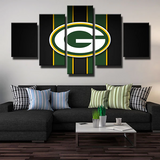 Green Bay Packers NFL American Football Team Logo Stripe 5 Piece Canvas Wall Art Painting Wallpaper Poster Picture Print Photo Decor