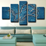 Detroit Lions NFL Sports Team Sky Blue Logo 5 Piece Canvas Wall Art Painting Wallpaper Poster Picture Print Photo Decor