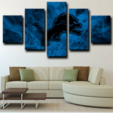 Detroit Lions NFL Sports Team Creative Design Logo 5 Piece Canvas Wall Art Painting Wallpaper Poster Picture Print Photo Decor
