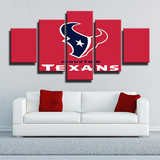 Houston Texans NFL American Football Team Red Logo 5 Piece Canvas Wall Art Painting Wallpaper Poster Picture Print Photo Decor
