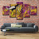 Minnesota Vikings NFL Football Team Floral Logo 5 Piece Canvas Wall Art Painting Wallpaper Poster Picture Print Photo Decor